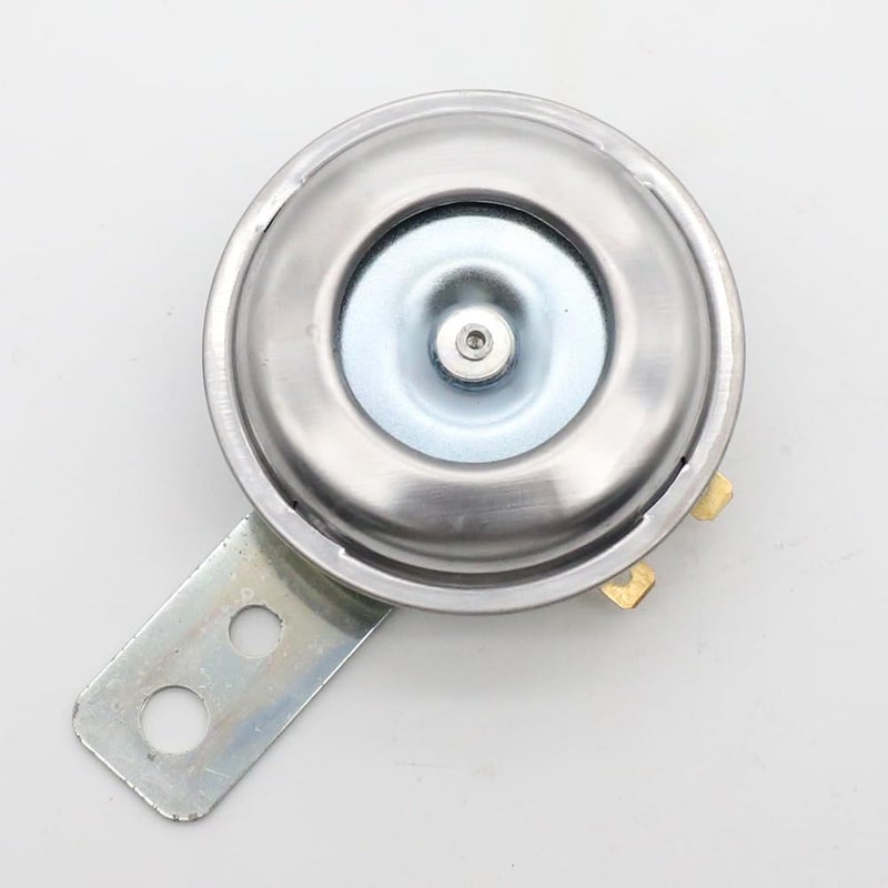 LVEE DL70 Universal Motorcycle Horn Waterproof Round Loud 12V 1.5A 105db small Electric round powersports horns for Motorcycle ATV scooter UTV dirt bike ebike (Silvery) - Image 1